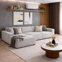 Sofá 3 Lugares 2,75m Bouclê Com Chaise Compactair - Balaqui Cinza Claro Sofá 3 Lugares 2,75m Bouclê Com Chaise Compactair - Balaqui Cinza Claro