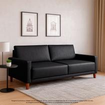 Sofá 3 Lugares 2m Fixo Living Tecido Sintético Madeira Maciça Almofadas Soltas Sala Escritório Recepção Retrô Sorento