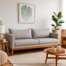 Sofá 3 Lugares 2m Living Classic Fixo Madeira Maciça Tecido Sintético Sala Estar Recepção Escritório