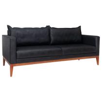 Sofá 3 Lugares 2m Living Classic Fixo Madeira Maciça Tecido Sintético Sala Estar Recepção Escritório