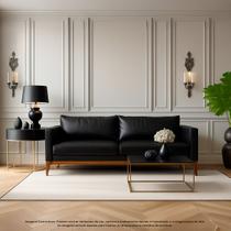 Sofá 3 Lugares 2m Living Pés Fixo Classic Sintético Madeira Maciça Almofadas Soltas Design Elegante Sala de Estar Comercial Retrô Escritório