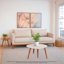 Sofá 3 Lugares 2m Pés Fixo Living Classic Bouclê Madeira Maciça Almofadas Soltas Design Elegante Sala de Estar Comercial Retrô Escritório