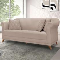 Sofá 3 Lugares Abruzzo Linho Rústico Areia 220 cm Sofá 3 Lugares Abruzzo Linho Rústico Areia 220 cm