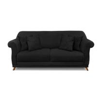 Sofá 3 Lugares Abruzzo Suede Preto 180 cm Sofá 3 Lugares Abruzzo Suede Preto 180 cm