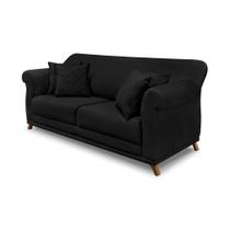 Sofá 3 Lugares Abruzzo Suede Preto 220 cm