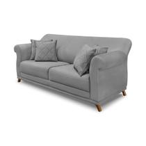 Sofá 3 Lugares Abruzzo Veludo Cinza 180 cm Sofá 3 Lugares Abruzzo Veludo Cinza 180 cm