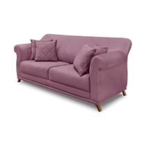 Sofá 3 Lugares Abruzzo Veludo Uva 180 cm Sofá 3 Lugares Abruzzo Veludo Uva 180 cm