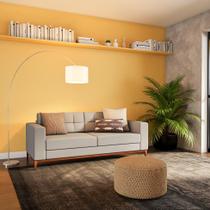 Sofá 3 Lugares Alive Pés e Base em Madeira Linho Cotton Cinza 180 cm Sofá 3 Lugares Alive Pés e Base em Madeira Linho Cotton Cinza 180 cm