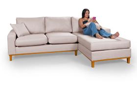 Sofá 3 Lugares Amsterdã Living Chaise Lado Esquerdo Em Linho