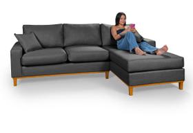 Sofá 3 Lugares Amsterdã Living Chaise Lado Esquerdo Em Linho