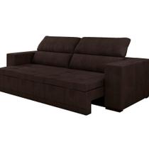 Sofá 3 Lugares Assento Retrátil E Encosto Reclinável Suede Berlim Marrom 200cm - FLASH ESTOFADOS