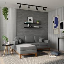 Sofá 3 Lugares Bacalar Com Chaise Esquerdo Linho Cinza Sofá 3 Lugares Bacalar Com Chaise Esquerdo Linho Cinza