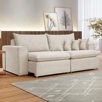 Sofá 3 Lugares Barcelona Retrátil Linho/Cru - Celflex Sofá 3 Lugares Barcelona Retrátil Linho/Cru - Celflex