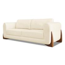 Sofá 3 Lugares Base De Madeira Clarissa 200 Cm Linho Pérola S04 - D'rossi