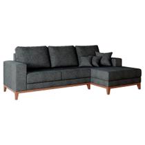 Sofá 3 Lugares Belgrado com Chaise Direito Linho Grafite 230 cm Sofá 3 Lugares Belgrado com Chaise Direito Linho Grafite 230 cm