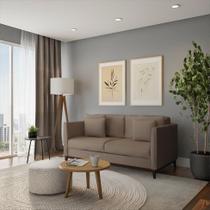 Sofá 3 Lugares Belize Base de Madeira Linho Cotton Bege Sofá 3 Lugares Belize Base de Madeira Linho Cotton Bege