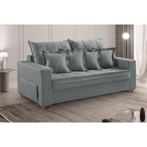 Sofá 3 Lugares Beny 200cm com Almofadas e Pés de Madeira