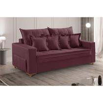 Sofá 3 Lugares Beny 200cm com Almofadas e Pés de Madeira