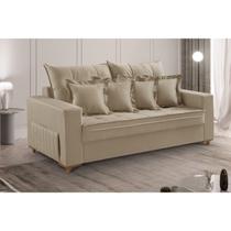 Sofá 3 Lugares Beny 200cm com Almofadas e Pés de Madeira