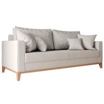 Sofá 3 Lugares Beny Base de Madeira Linho Rústico Cru