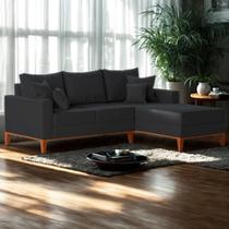 Sofá 3 Lugares Beny com Chaise Direito Linho Grafite