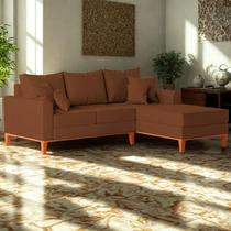 Sofá 3 Lugares Beny com Chaise Direito material sintético Terracota
