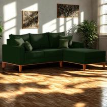 Sofá 3 Lugares Beny com Chaise Direito Suede Verde Sofá 3 Lugares Beny com Chaise Direito Suede Verde