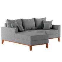 Sofá 3 Lugares Beny Com Chaise Esquerdo Linho Cinza Sofá 3 Lugares Beny Com Chaise Esquerdo Linho Cinza