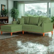 Sofá 3 Lugares Beny com Chaise Esquerdo Linho Verde Oliva Sofá 3 Lugares Beny com Chaise Esquerdo Linho Verde Oliva