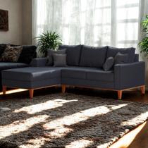 Sofá 3 Lugares Beny com Chaise Esquerdo Suede Azul Sofá 3 Lugares Beny com Chaise Esquerdo Suede Azul