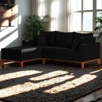 Sofá 3 Lugares Beny com Chaise Esquerdo Suede Preto Sofá 3 Lugares Beny com Chaise Esquerdo Suede Preto