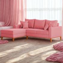 Sofá 3 Lugares Beny com Chaise Esquerdo Suede Rosa Sofá 3 Lugares Beny com Chaise Esquerdo Suede Rosa