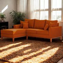 Sofá 3 Lugares Beny com Chaise Esquerdo Suede Terracota Sofá 3 Lugares Beny com Chaise Esquerdo Suede Terracota