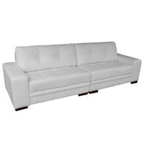Sofá 3 Lugares Bipartido Sala de Estar Milano 240cm Couro Branco - Gran Belo