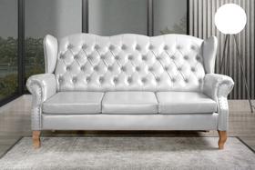 Sofá 3 Lugares Capitonê Vintage Imperador Chesterfield Branco