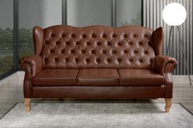 Sofá 3 Lugares Capitonê Vintage Imperador Chesterfield Marrom Café Sofá 3 Lugares Capitonê Vintage Imperador Chesterfield Marrom Café