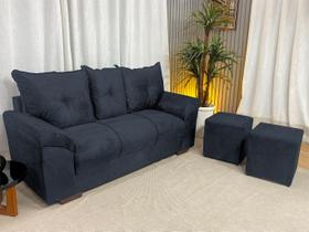 Sofá 3 Lugares Chile com Puff Alpoim Cinza 606 Sofá 3 Lugares Chile com Puff Alpoim Cinza 606