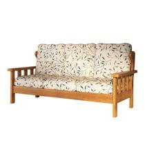Sofá 3 Lugares com Almofadas Tecido Corano 100% Madeira Maciça