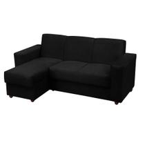 Sofá 3 lugares com Chaise Bia Suede Preto - MoverShop