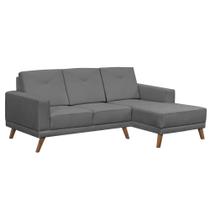 Sofá 3 Lugares com Chaise Capricho Suede Cinza - D'Monegatto