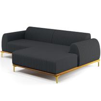Sofá 3 Lugares Com Chaise Direito 230cm Chumbo