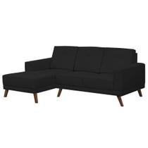 Sofá 3 Lugares com Chaise Direito Capricho Suede D05 Preto - Mpozenato