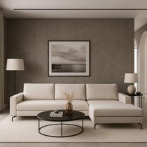 Sofá 3 Lugares com Chaise Direito Loft Areia