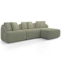 Sofá 3 Lugares com Chaise Direito Sala Living 248cm Arlo F04 Bouclê Oliva Lyam Decor Sofá 3 Lugares com Chaise Direito Sala Living 248cm Arlo F04 Bouclê Oliva Lyam Decor
