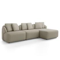 Sofá 3 Lugares com Chaise Direito Sala Living 248cm Arlo F04 Linho Bege Lyam Decor Sofá 3 Lugares com Chaise Direito Sala Living 248cm Arlo F04 Linho Bege Lyam Decor