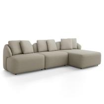 Sofá 3 Lugares com Chaise Direito Sala Living 248cm Arlo F04 Linho Bege Lyam Decor Sofá 3 Lugares com Chaise Direito Sala Living 248cm Arlo F04 Linho Bege Lyam Decor