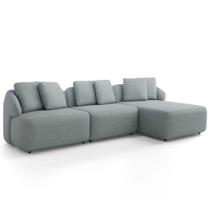 Sofá 3 Lugares com Chaise Direito Sala Living 248cm Arlo F04 Linho Cinza Lyam Decor Sofá 3 Lugares com Chaise Direito Sala Living 248cm Arlo F04 Linho Cinza Lyam Decor