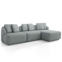 Sofá 3 Lugares com Chaise Direito Sala Living 248cm Arlo F04 Linho Cinza Lyam Decor Sofá 3 Lugares com Chaise Direito Sala Living 248cm Arlo F04 Linho Cinza Lyam Decor