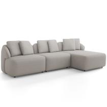 Sofá 3 Lugares com Chaise Direito Sala Living 248cm Arlo F04 Linho Cru Lyam Decor Sofá 3 Lugares com Chaise Direito Sala Living 248cm Arlo F04 Linho Cru Lyam Decor