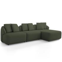 Sofá 3 Lugares com Chaise Direito Sala Living 248cm Arlo F04 Linho Verde Lyam Decor Sofá 3 Lugares com Chaise Direito Sala Living 248cm Arlo F04 Linho Verde Lyam Decor